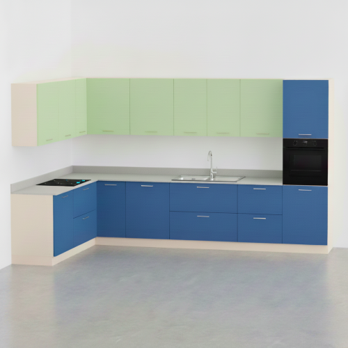 Immagine di Cucina Angolare Sinistra con Maniglia