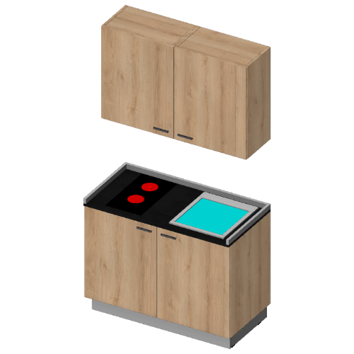 Cucina preconfigurata 120 cm con gola e lavello sinistro modello configurabile online 