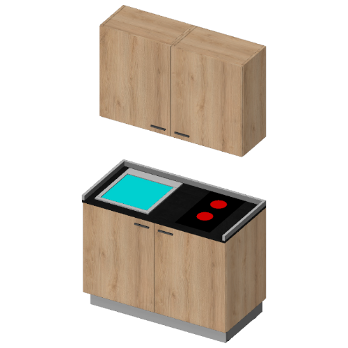 Cucina preconfigurata 120 cm con maniglia e lavello sinistro Modello configurabile online